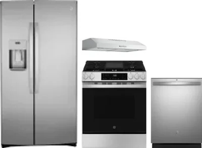 4 Piece Package Includes Refrigerator, Range, Hood And Dishwasher
