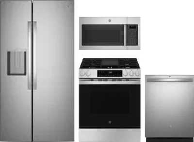 4 Piece Package Includes Refrigerator, Range, Microwave And Dishwasher