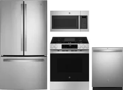 4 Piece Package Includes Refrigerator, Range, Microwave And Dishwasher