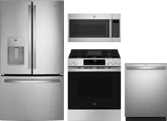 4 Piece Package Includes Refrigerator, Range, Microwave And Dishwasher