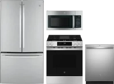 4 Piece Package Includes Refrigerator, Range, Microwave And Dishwasher
