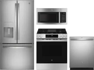 4 Piece Package Includes Refrigerator, Range, Microwave And Dishwasher