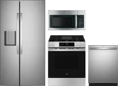 4 Piece Package Includes Refrigerator, Range, Microwave And Dishwasher