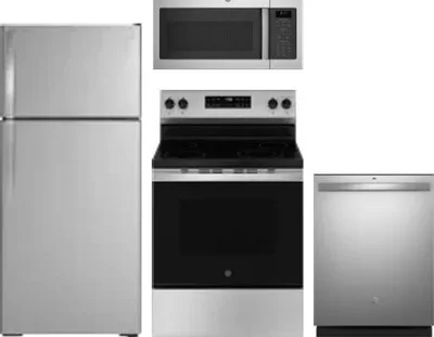 4 Piece Package Includes Refrigerator, Range, Microwave And Dishwasher