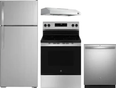 4 Piece Package Includes Refrigerator, Range, Hood And Dishwasher