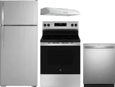 4 Piece Package Includes Refrigerator, Range, Hood And Dishwasher