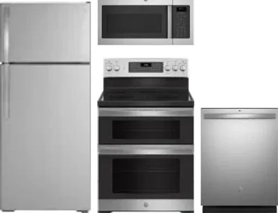 4 Piece Package Includes Refrigerator, Range, Microwave And Dishwasher