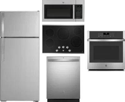 5 Piece Package Includes Refrigerator, Cooktop, Wall Oven, Microwave And Dishwasher