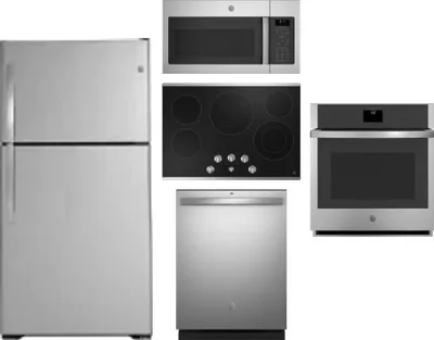 5 Piece Package Includes Refrigerator, Cooktop, Wall Oven, Microwave And Dishwasher