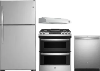 4 Piece Package Includes Refrigerator, Range, Hood And Dishwasher