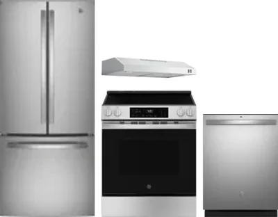 4 Piece Package Includes Refrigerator, Range, Hood And Dishwasher