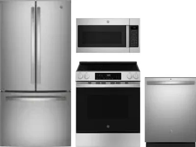 4 Piece Package Includes Refrigerator, Range, Microwave And Dishwasher