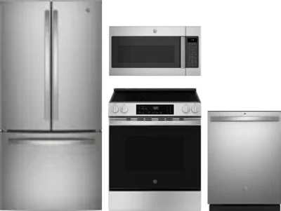 4 Piece Package Includes Refrigerator, Range, Microwave And Dishwasher