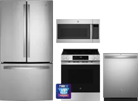4 Piece Package Includes Refrigerator, Range, Microwave And Dishwasher