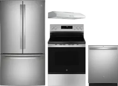 4 Piece Package Includes Refrigerator, Range, Hood And Dishwasher