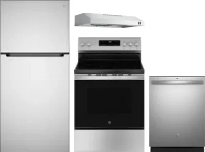 4 Piece Package Includes Refrigerator, Range, Hood And Dishwasher