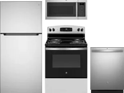 4 Piece Package Includes Refrigerator, Range, Microwave And Dishwasher