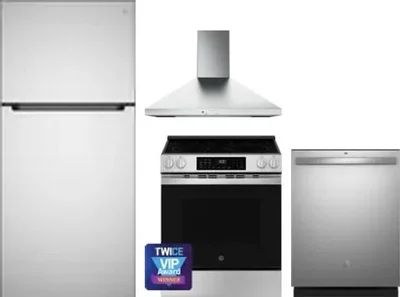 4 Piece Package Includes Refrigerator, Range, Hood And Dishwasher