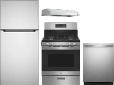 4 Piece Package Includes Refrigerator, Range, Hood And Dishwasher