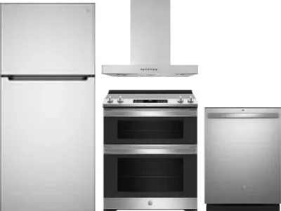 4 Piece Package Includes Refrigerator, Range, Hood And Dishwasher