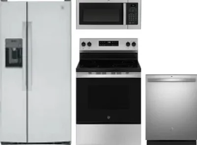 4 Piece Package Includes Refrigerator, Range, Microwave And Dishwasher