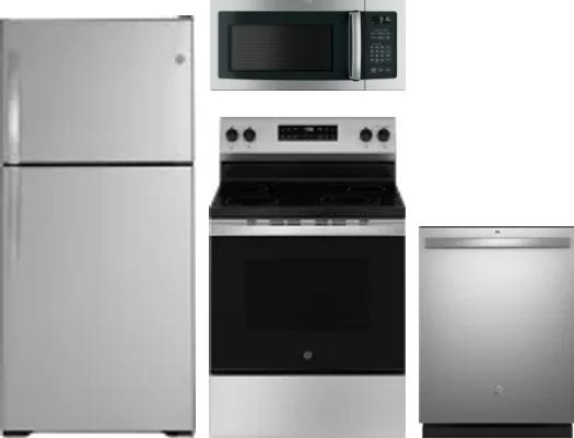 4 Piece Package Includes Refrigerator, Range, Microwave And Dishwasher