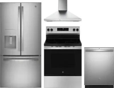 4 Piece Package Includes Refrigerator, Range, Hood And Dishwasher