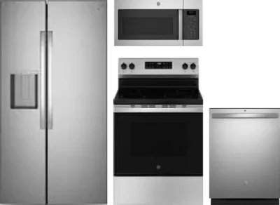4 Piece Package Includes Refrigerator, Range, Microwave And Dishwasher