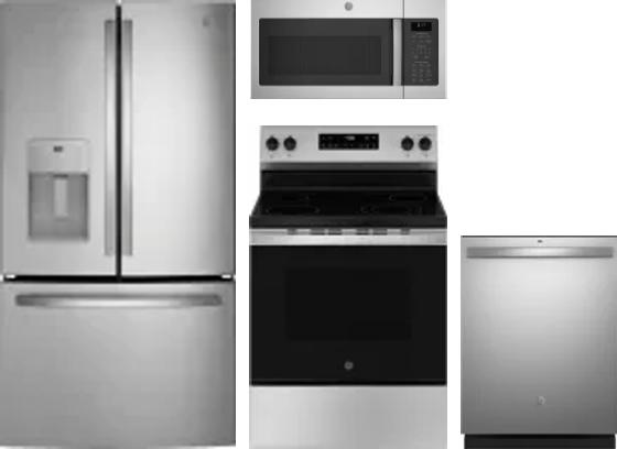 4 Piece Package Includes Refrigerator, Range, Microwave And Dishwasher