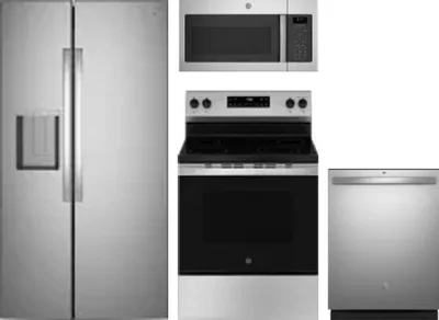 4 Piece Package Includes Refrigerator, Range, Microwave And Dishwasher