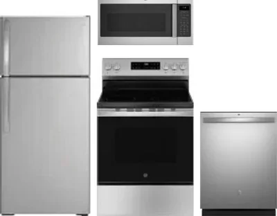 4 Piece Package Includes Refrigerator, Range, Microwave And Dishwasher