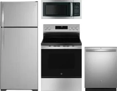 4 Piece Package Includes Refrigerator, Range, Microwave And Dishwasher