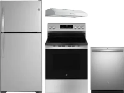 4 Piece Package Includes Refrigerator, Range, Hood And Dishwasher