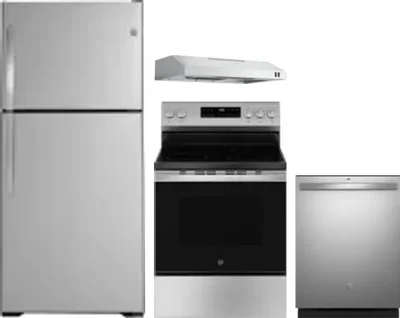 4 Piece Package Includes Refrigerator, Range, Hood And Dishwasher