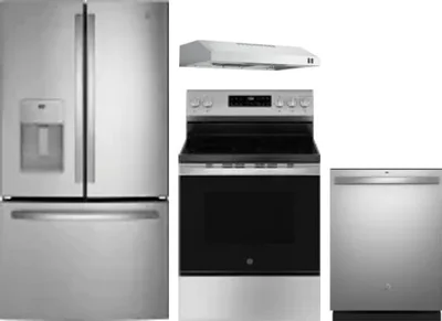 4 Piece Package Includes Refrigerator, Range, Hood And Dishwasher