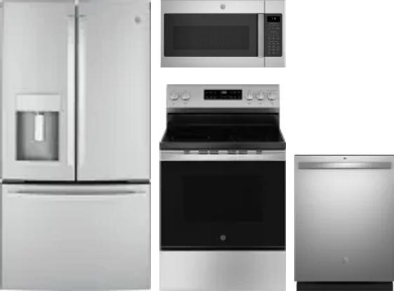 4 Piece Package Includes Refrigerator, Range, Microwave And Dishwasher