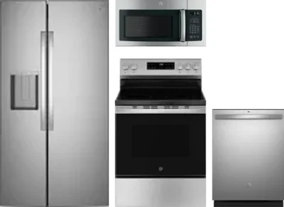4 Piece Package Includes Refrigerator, Range, Microwave And Dishwasher