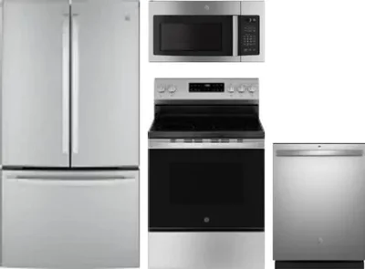 4 Piece Package Includes Refrigerator, Range, Microwave And Dishwasher