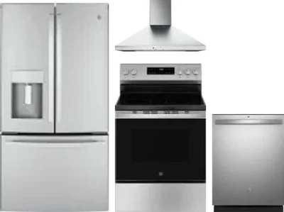 4 Piece Package Includes Refrigerator, Range, Hood And Dishwasher