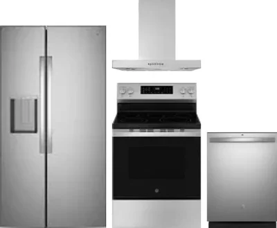 4 Piece Package Includes Refrigerator, Range, Hood And Dishwasher