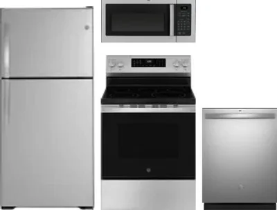 4 Piece Package Includes Refrigerator, Range, Microwave And Dishwasher