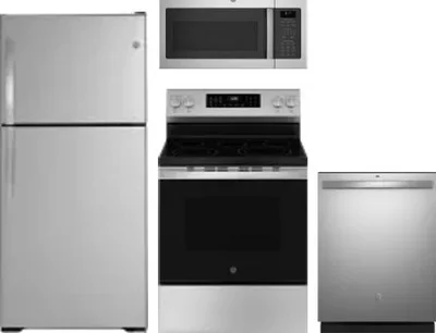 4 Piece Package Includes Refrigerator, Range, Microwave And Dishwasher