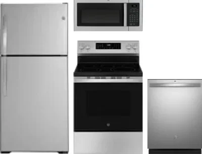 4 Piece Package Includes Refrigerator, Range, Microwave And Dishwasher