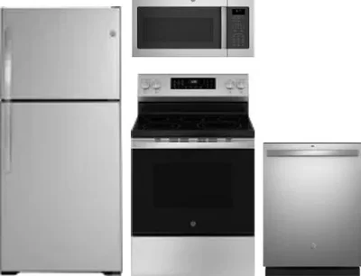 4 Piece Package Includes Refrigerator, Range, Microwave And Dishwasher