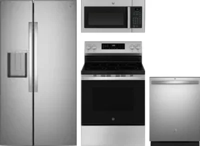 4 Piece Package Includes Refrigerator, Range, Microwave And Dishwasher