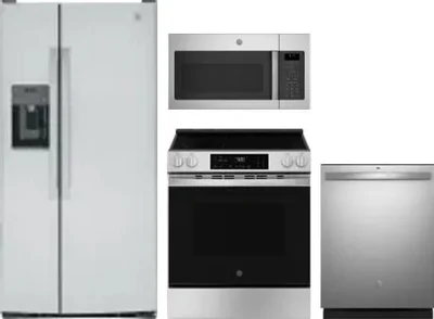 4 Piece Package Includes Refrigerator, Range, Microwave And Dishwasher