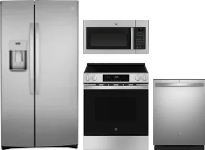 4 Piece Package Includes Refrigerator, Range, Microwave And Dishwasher