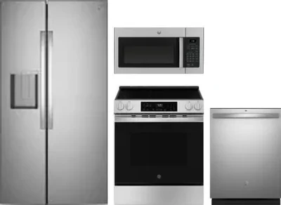 4 Piece Package Includes Refrigerator, Range, Microwave And Dishwasher