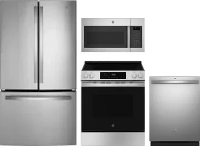 4 Piece Package Includes Refrigerator, Range, Microwave And Dishwasher