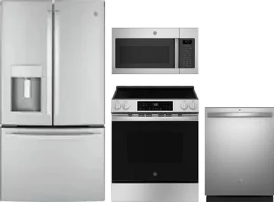 4 Piece Package Includes Refrigerator, Range, Microwave And Dishwasher